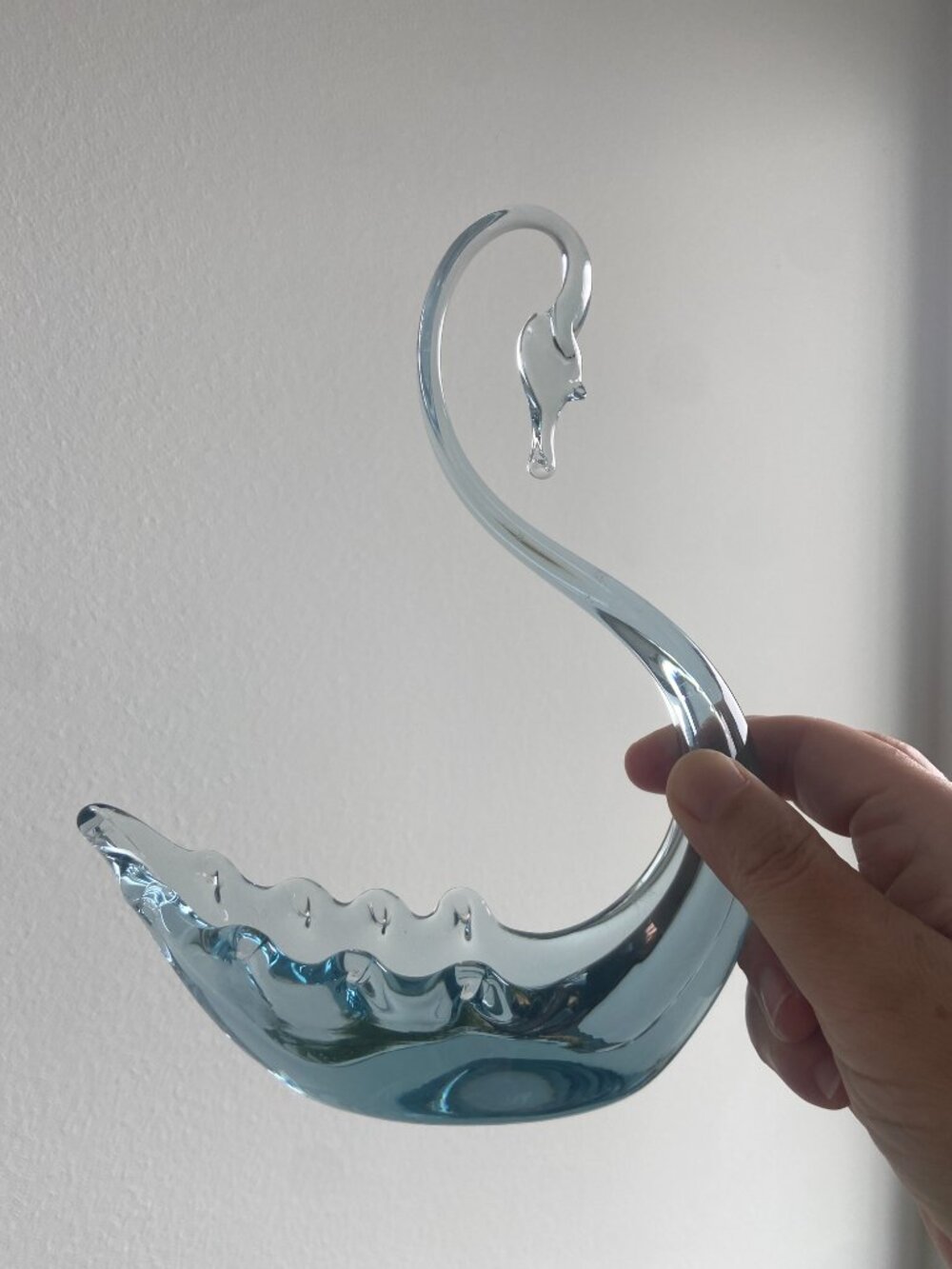 MCM Whitefriars Blue Glass Swan Dish